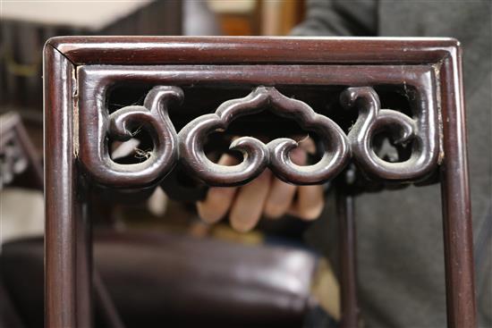 A Chinese carved hardwood nest of five tea tables W.37cm